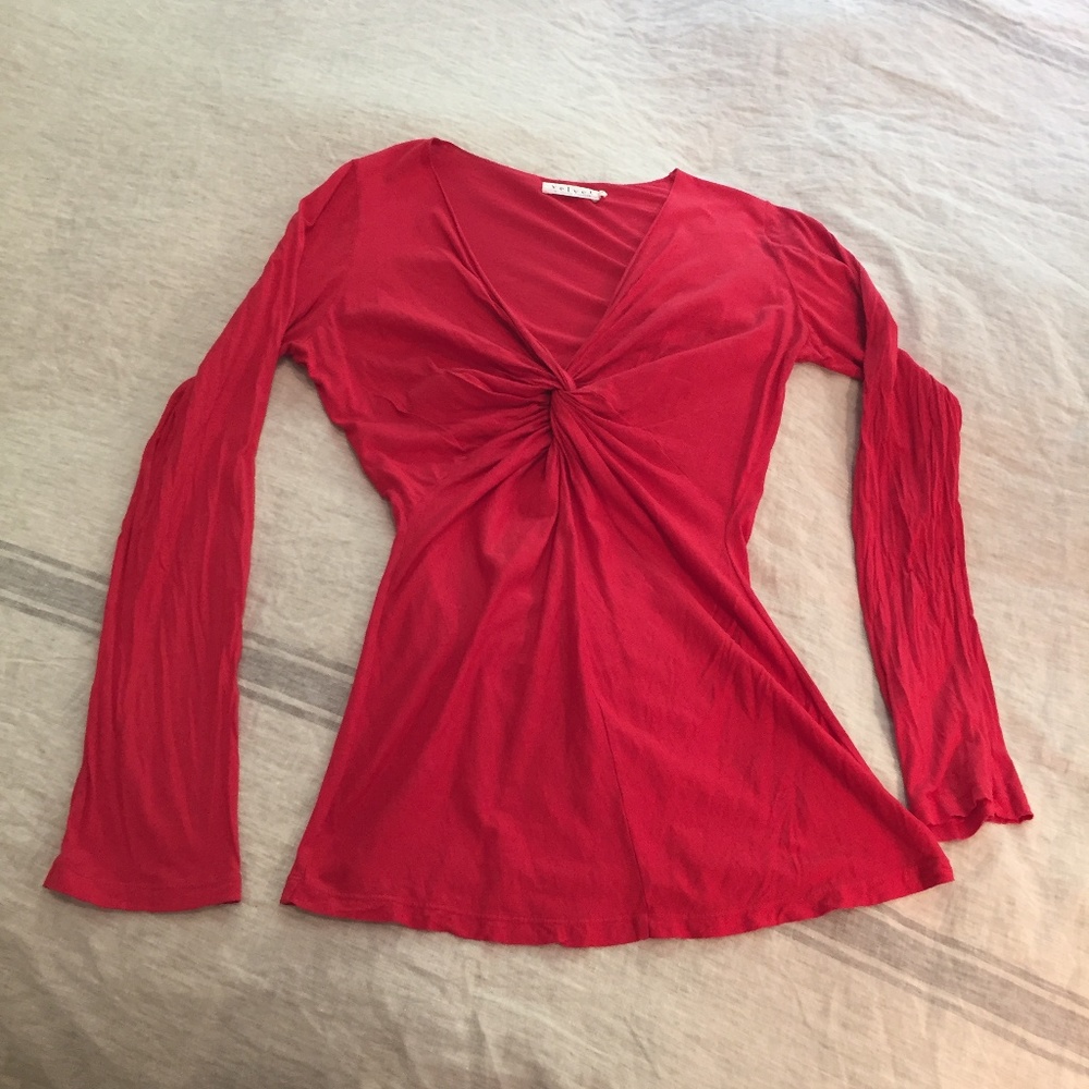 velvet by graham & spencer hot pink (red?) top, L